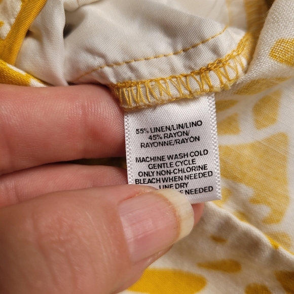 Loft Yellow and White Botanical Print Linen Blend Skirt with Pockets - Picture 3 of 6